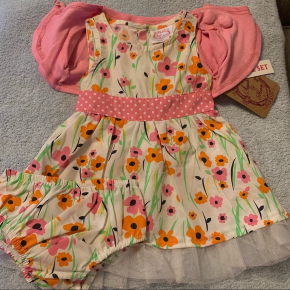 🐇 Sugah & Honey Baby Girls Size 12 months NWT Dress Easter Spring 3 pc set - Picture 5 of 7